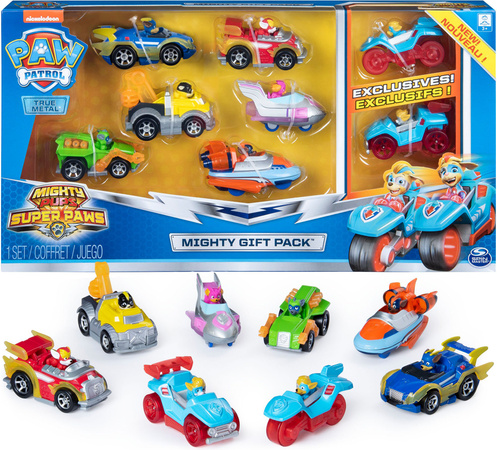 OUTLET Psi Patrol Mighty Pups True Metal zestaw 8 metalowych pojazdów die-cast USZKODZONE OPAKOWANIE