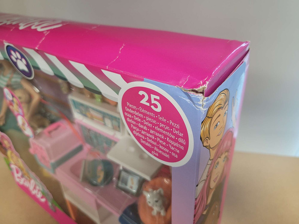 OUTLET Barbie zestaw do pielęgnacji zwierząt lalka figurki + akcesoria 25 elementów USZKODZONE OPAKOWANIE