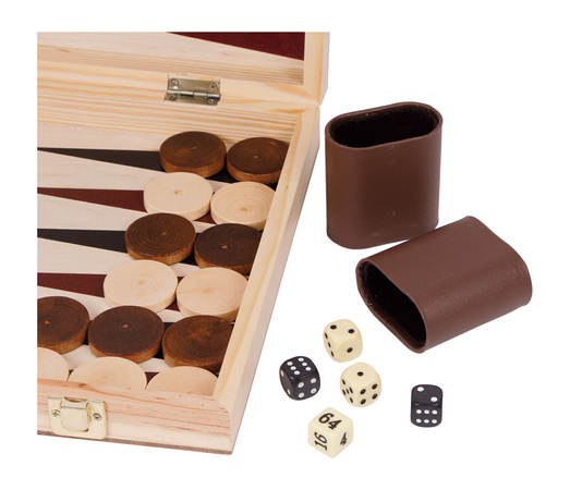 OUTLET Drewniane Szachy i Backgammon zestaw w skrzyni WADLIWY