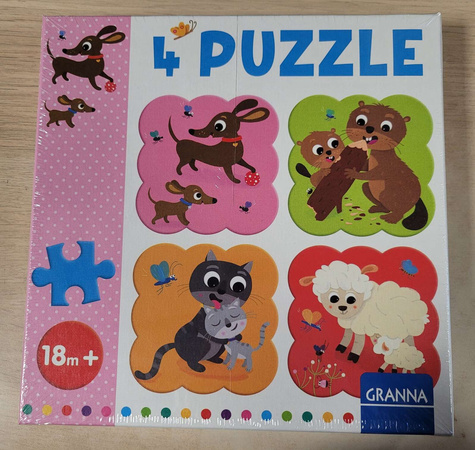 OUTLET Granna Puzzle 4w1 mamy i dzieci zwierzątka USZKODZONE OPAKOWANIE