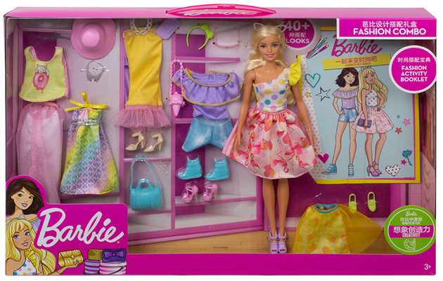 OUTLET Zestaw Barbie Fashion Combo modna lalka + ubranka USZKODZONE OPAKOWANIE