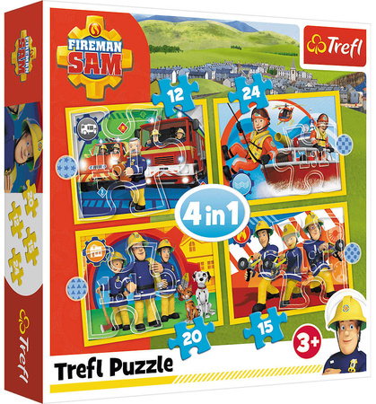 OUTLET Trefl Puzzle 4w1 Pomocny Strażak Sam PO ZWROCIE