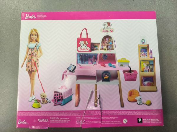 OUTLET Barbie zestaw do pielęgnacji zwierząt lalka figurki + akcesoria 25 elementów USZKODZONE OPAKOWANIE